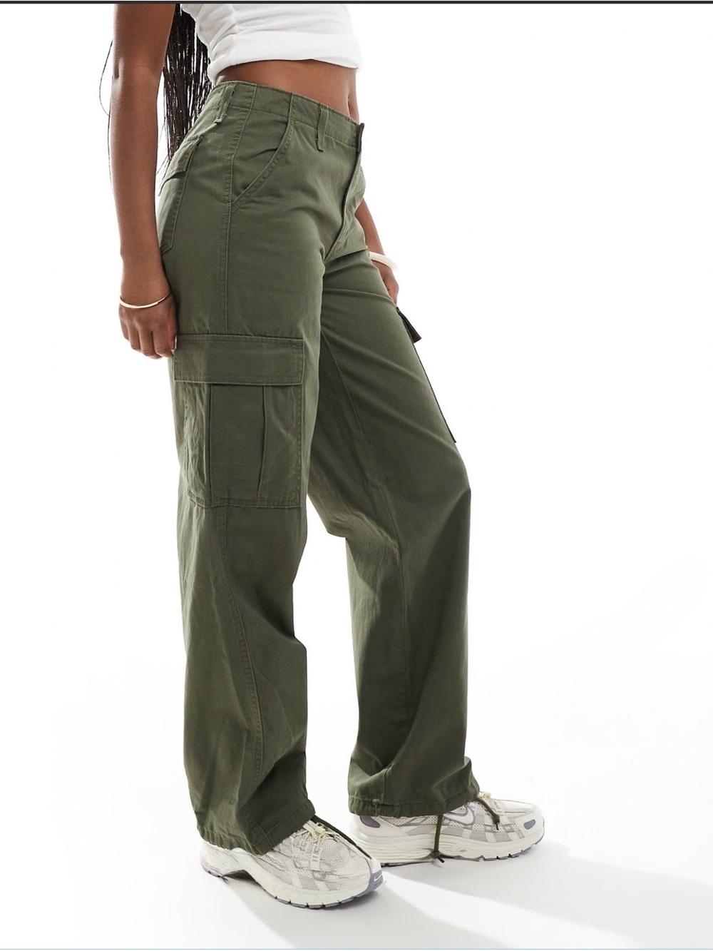 Levi’s '94 Baggy Cargo Pants Army Green High Rise Straight Leg Utility Size 32 - Picture 2 of 11